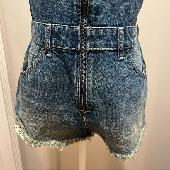 NWOT Free People Sunkissed Short Overalls size 27 adjustable straps with zipper - Picture 8 of 13